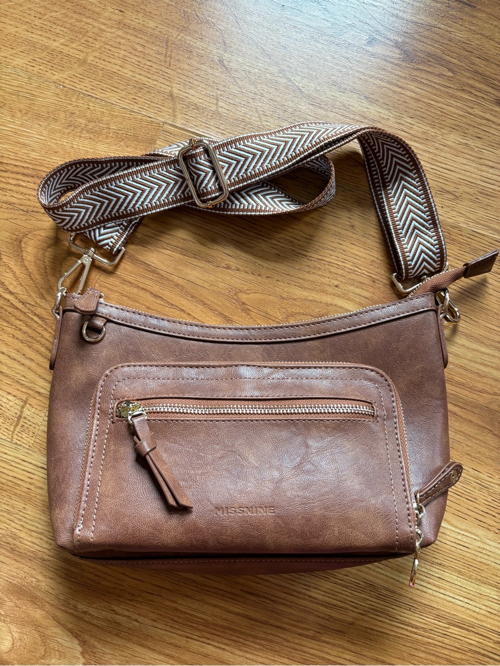 Missnine Brown Vegan Leather Crossbody